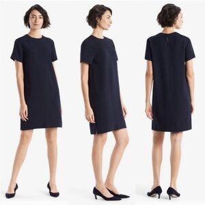 MM Lafleur Blue Sheath Dress Short Sleeve Crew Neck